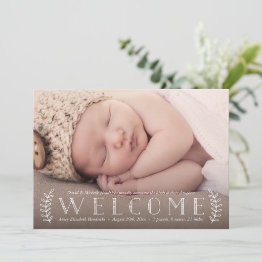 植物写真素朴生誕発表 案内状 (スタンド正面)