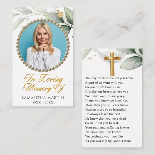 植物写真葬儀祈りの言葉カード 名刺 (正面/裏面)