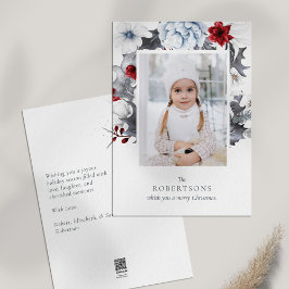 植物写真赤と白クリスマスカード シーズンカード