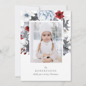植物写真赤と白クリスマスカード シーズンカード (正面)