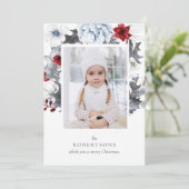 植物写真赤と白クリスマスカード シーズンカード (スタンド正面)