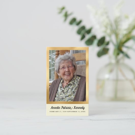 植物写真追悼式祈りの言葉カード 名刺 (スタンド正面)