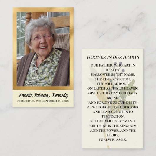 植物写真追悼式祈りの言葉カード 名刺 (正面/裏面)