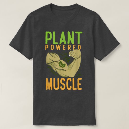 植物動力筋肉ビーガンボディビルダーベジタリアン Tシャツ (デザイン正面)