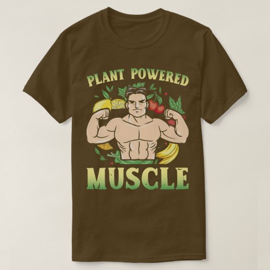 植物動力筋肉ビーガンボディビルダーベジタリアン Tシャツ (デザイン正面)