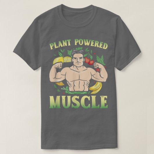 植物動力筋肉ビーガンボディビルダーベジタリアン Tシャツ (デザイン正面)