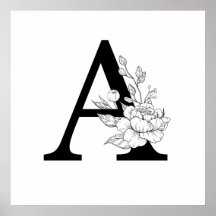 植物単図。牡丹を含むレターイニシャル