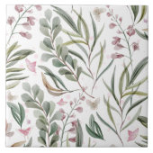 植物及び蝶の装飾瓦 タイル (正面)