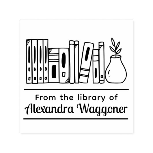 植物図書棚「図書室から」 セルフインキングスタンプ (デザイン)