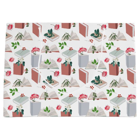 植物図書読館の模様 ラージペーパーバッグ (正面)