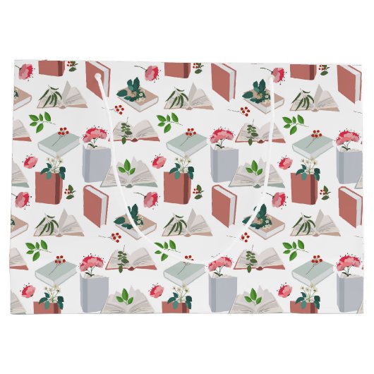 植物図書読館の模様 ラージペーパーバッグ (裏面)