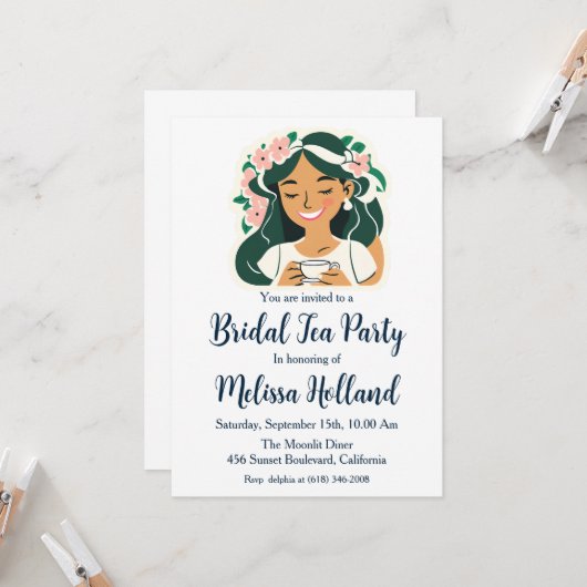 植物園でのお茶会　ブライダルシャワー 招待状 (正面/裏面インサイチュ)