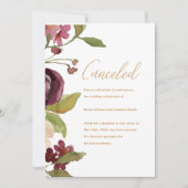 植物園での結婚式中止のお知らせ 案内状 (正面)