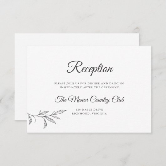 植物園のウェディング・レセプション用エンクロージャーカード 招待状 (正面/裏面)