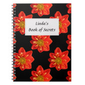 植物園のオレンジダリアの花の文字のラベル ノートブック (正面)