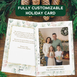 植物園のクリスマス家族写真年賀状 シーズンカード