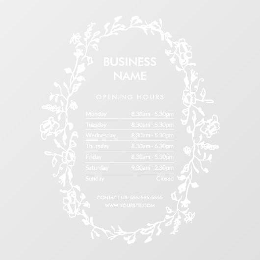 植物園の営業時間サイン窓用ステッカー ウィンドウサイン (シート)