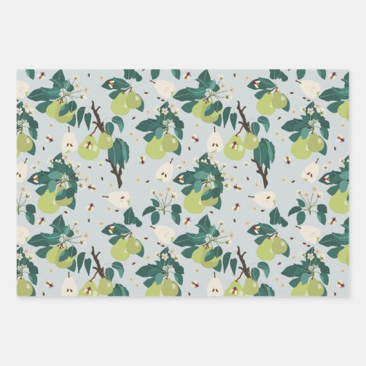 植物園の梨と蜂フローラ ラッピングペーパーシート (正面3)