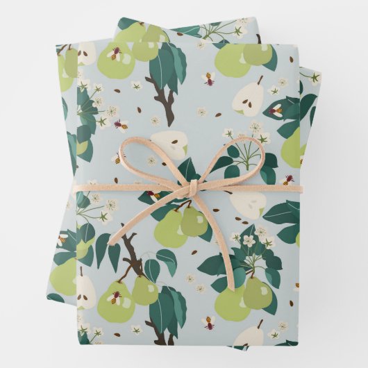 植物園の梨と蜂フローラ ラッピングペーパーシート (インサイチュ)