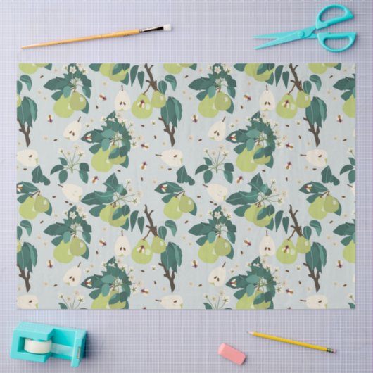 植物園の梨と蜂フローラ 薄葉紙 (クラフト)