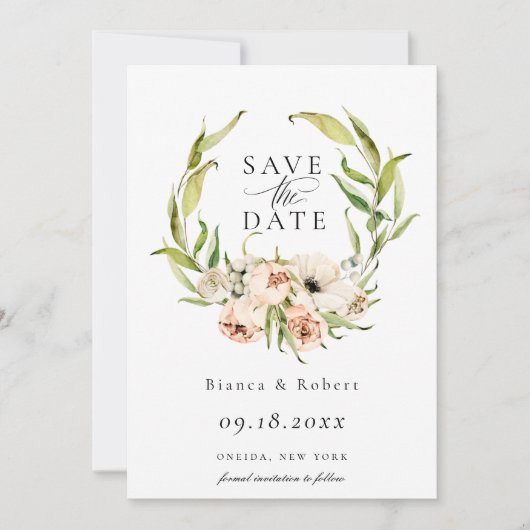 植物園の森の花のリース Save The Date 案内状 (正面)