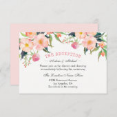 植物園の水彩花イラストの結婚式受付カード エンクロージャーカード (正面/裏面)