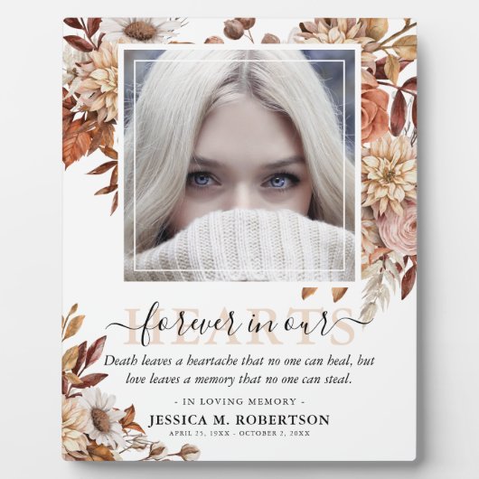 植物園の秋の花のメモリアル写真 フォトプラーク (正面)