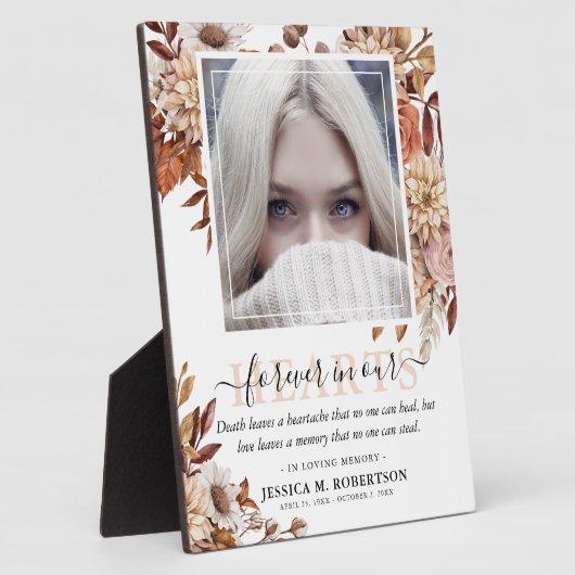 植物園の秋の花のメモリアル写真 フォトプラーク (側面)