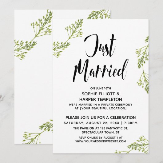 植物園の結婚式 タイポグラフィ ポストウェディング 招待状 (正面/裏面)