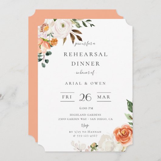 植物園の花のリハーサルディナー 招待状 (正面/裏面)