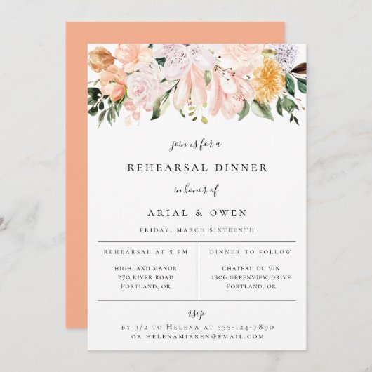 植物園の花の彩るリハーサルディナー 案内状 (正面/裏面)