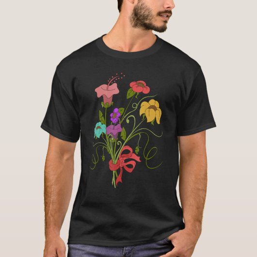 植物園の花の花びら 野生の花 ボタニカル Tシャツ (正面)