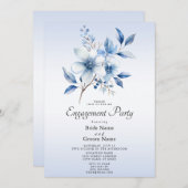 植物園の青い花のエンゲージメント招待状 招待状 (正面/裏面)
