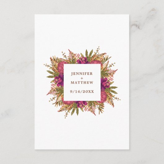 植物園エレガントフローラ結婚披露宴 エンクロージャーカード (裏面)