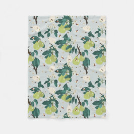 植物園キッチンの梨とハチフローラ フリースブランケット