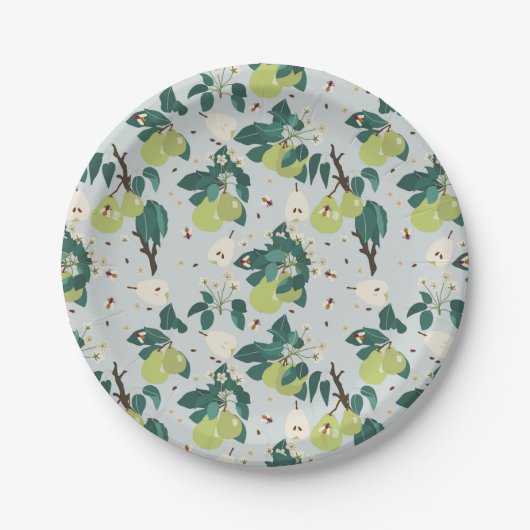 植物園キッチンの梨とハチフローラ ペーパープレート (正面)