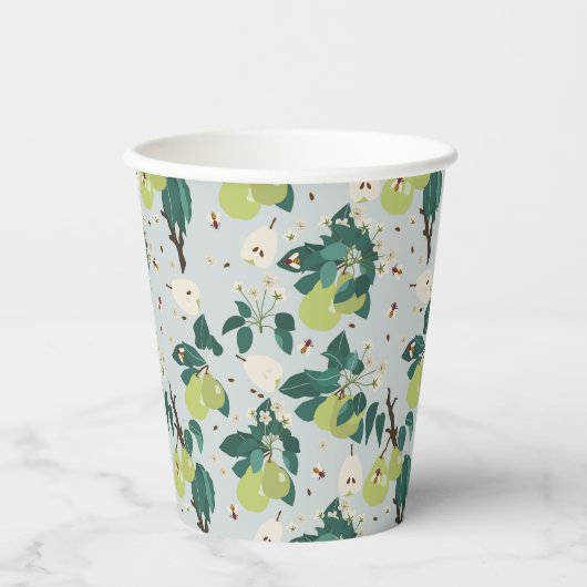 植物園キッチンの梨とハチフローラ 紙コップ (正面)