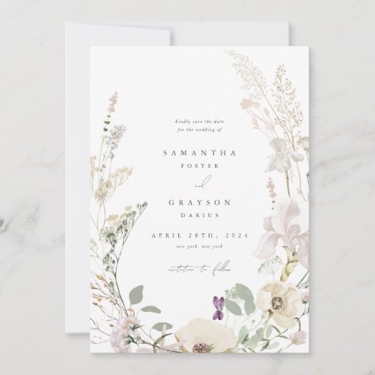 植物園スタイルの結婚式お知らせカード セーブザデート (正面)