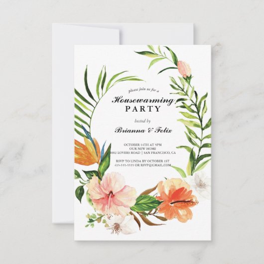 植物園トロピカルグリーン引っ越し祝いパーティーパーティー 招待状 (正面)