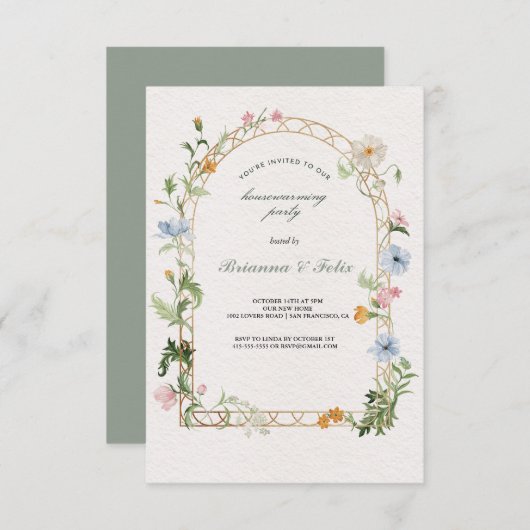 植物園トロピカルグリーン引っ越し祝いパーティーパーティー 招待状 (正面/裏面)