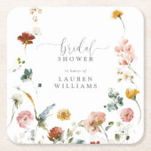 植物園モダン花ブライダルシャワー スクエアペーパーコースター (正面)
