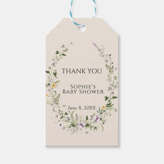 植物園小さな1つ開花赤ちゃんシャワー ギフトタグ (正面)