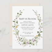 植物園小さな1つ開花赤ちゃんシャワー 招待状 (正面/裏面)