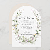 植物園小さな1つ開花赤ちゃんシャワー 招待状 (正面/裏面)