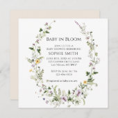 植物園小さな1つ開花赤ちゃんシャワー 招待状 (正面/裏面)
