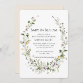 植物園小さな1つ開花赤ちゃんシャワー 招待状 (正面/裏面)