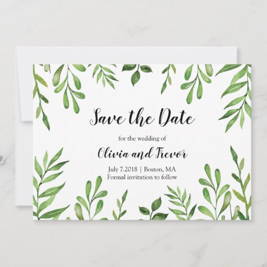 植物園水彩緑葉の緑 セーブザデート (正面)