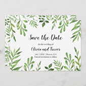 植物園水彩緑葉の緑 セーブザデート (正面/裏面)