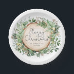植物園素朴メリークリスマス ペーパープレート<br><div class="desc">緑豊かな水彩緑と台本のレタリングを特徴とする、田舎の植物紙プレートをお客様にご紹介しファンシーます。</div>