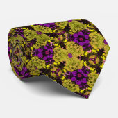 植物園花グリーン&パープルパターン ネクタイ (ロール)